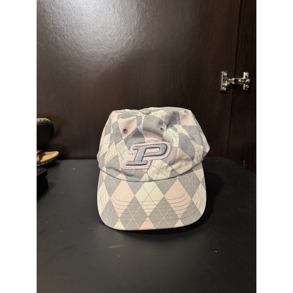 Purdue Boilermakers Hat Cap Strap Back Womens NCAA College Stars Argyle Pattern